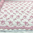 Beaded Lace Fabric Pink Mesh
