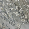 Beaded 3D Floral Lace Fabric Ivory Silver