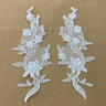 Corded Floral Applique Mesh Lace Ivory