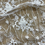 Beaded Corded Bridal Lace Fabric 51" Wide