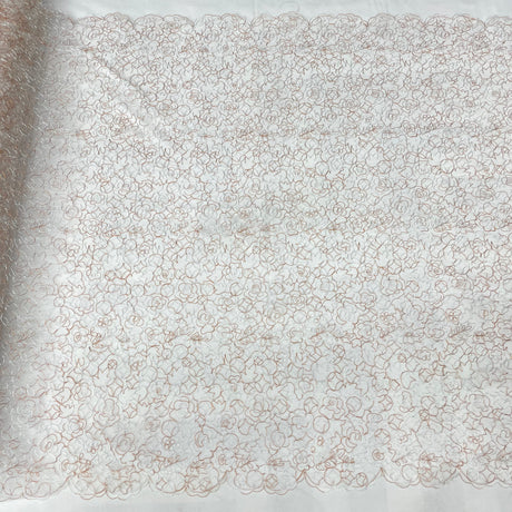 Corded Bridal Lace Fabric Embroidered Net Mesh