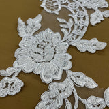 Beaded Corded Floral Lace Applique 20" x 5.5"