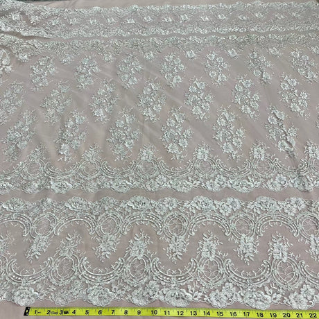 Beaded Corded Bridal Lace Mesh