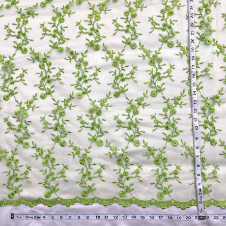 Beaded Lace Fabric on Polyester Net Mesh 54"