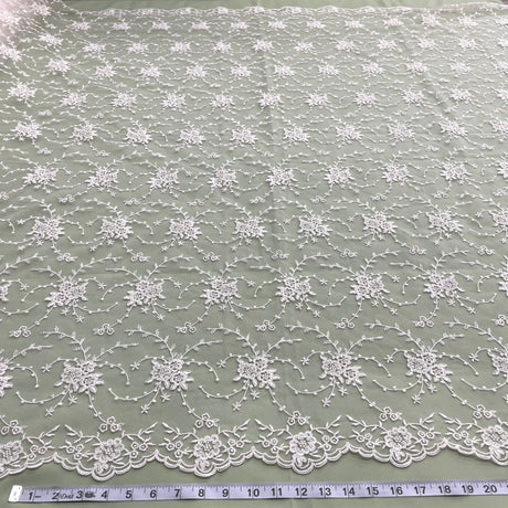 Corded Bridal Lace Fabric 100% Polyester Net Mesh 52"