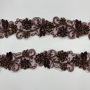 Beaded Corded Lace Trim on Polyester Organza