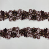Beaded Corded Lace Trim on Polyester Organza