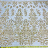 Beaded Lace Fabric Embroidered on Polyester Net Mesh