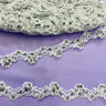 Beaded Lace Trimming Embroidered On 100 Percent Polyester Organza Fabric - White/Silver, 1" Wide (1 Yard)