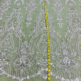 Beaded Lace Fabric on Polyester Net Mesh