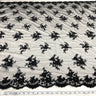 Beaded Corded Bridal Lace Fabric - Red, Silver, Black Embroidered On 100 Percent Polyester Net Mesh, 54" Width (1 Yard)