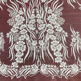 Beaded Lace Fabric on Polyester Net Mesh