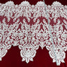 1 Yard Corded Bridal Lace Fabric Embroidered on 100% Polyester Net Mesh White