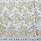 Corded Bridal Lace Fabric on Polyester Net Mesh