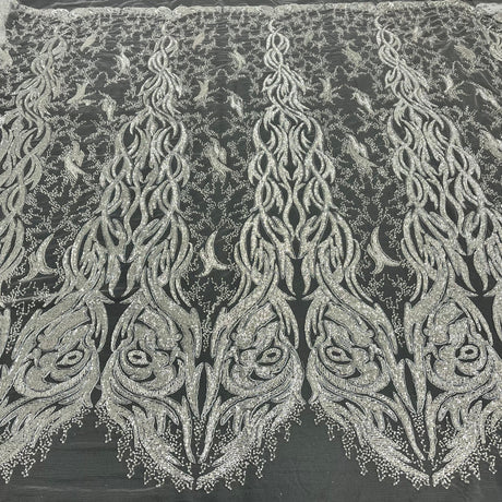 Beaded Corded Bridal Lace Fabric