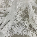 1 yarda de tela de encaje elegante con cuentas blanca