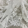 1 Yard Elegant Beaded Lace Fabric White