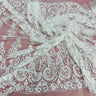 1 Yard Beaded Lace Fabric Embroidered on 100% Polyester Net Mesh