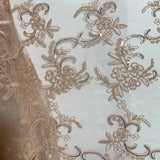 Sequined Corded Lace Fabric Dusty Rose