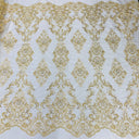 Beaded Lace Fabric on Polyester Net Mesh