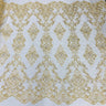 Beaded Lace Fabric on Polyester Net Mesh