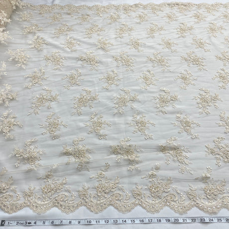 Beaded Corded Bridal Lace Fabric 54"