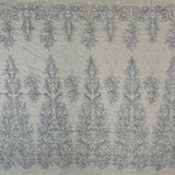 Beaded Lace Fabric Embroidered With Fuzzy Thread on 100 Percent Polyester Net Mesh - Ivory, Silver, White, Gold, 53" Width (1 Yard)