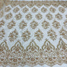 Beaded Corded Bridal Lace Polyester Fabric - Embroidered Net Mesh, Royal Blue, 53" Width (1 Yard)