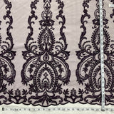 Beaded Lace Fabric on Polyester Net Mesh 54"