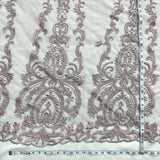 Beaded Lace Fabric on Polyester Net Mesh 54"