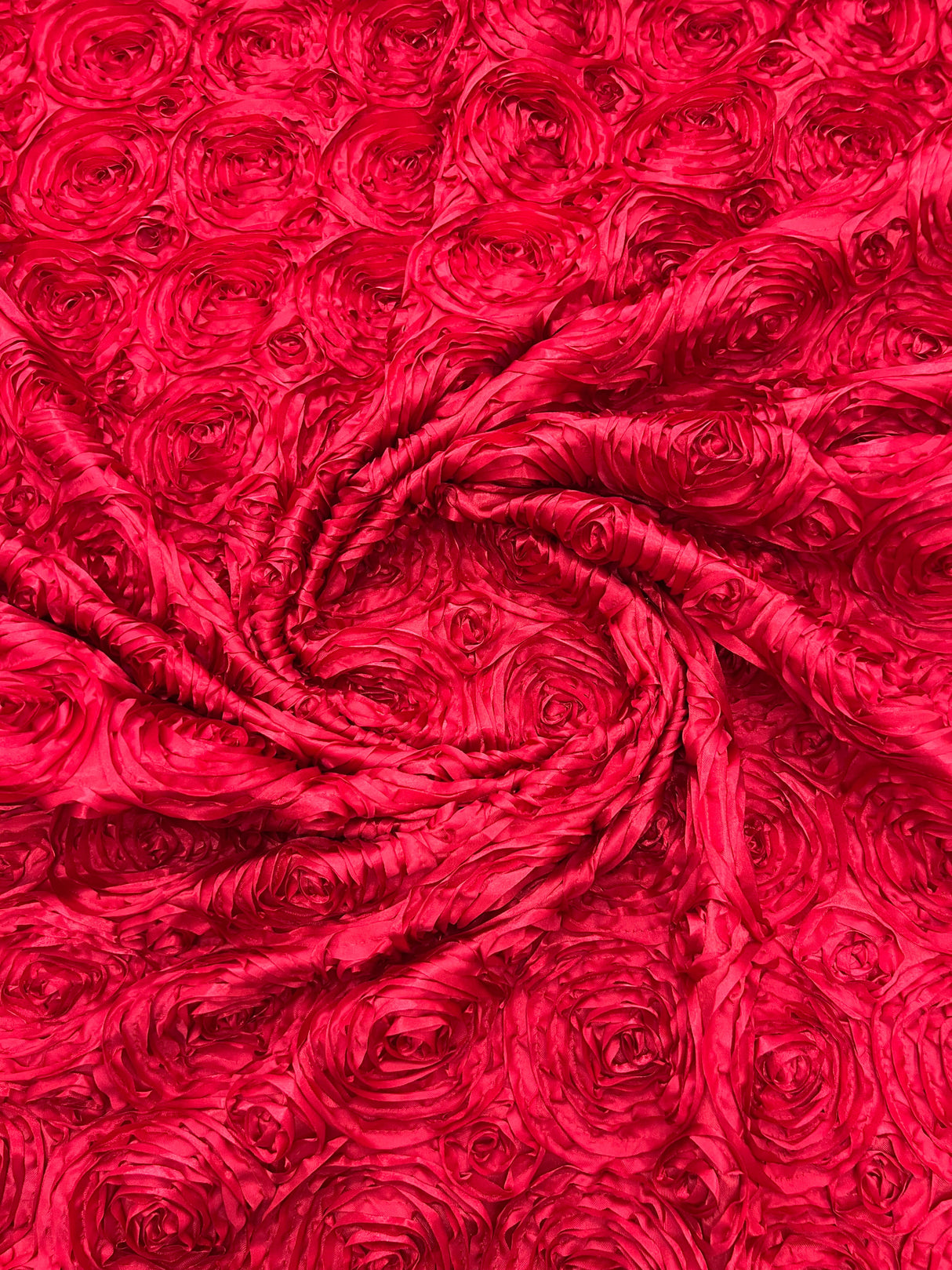 Rosette 3D Satin Polyester Fabric - 3D Rosette Design, 54" Width (1 Yard)
