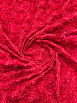 Rosette 3D Satin Polyester Fabric - 3D Rosette Design, 54" Width (1 Yard)