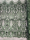 Sea Shell Sequin Damask Polyester Fabric - Iridescent Sequin Damask, 54" Width (1 Yard)