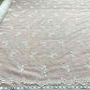 1 yarda de tela de encaje con cuentas bordada sobre malla de red 100% poliéster | Lace USA - 31393W-BP - Marfil - 52" de ancho