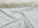 3D Butterfly Metallic Design Polyester Fabric - Metallic Butterfly Embroidery, Mesh Lace, 58" Width (1 Yard)