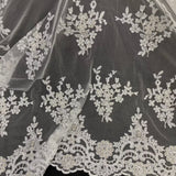 Beaded Corded Bridal Lace Ivory Mesh