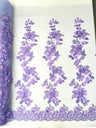 Scarlet 3D Floral Design Lace Fabric - Embroidered Beaded Mesh Lace, Double Scallop, 54" Width (1 Yard)