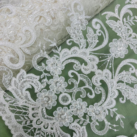 Embroidered Lace Beaded Bridal Mesh
