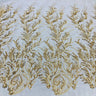 1 Yard Beaded Lace Fabric Embroidered on Polyester Net Mesh White and Ecru