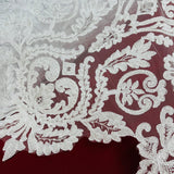 1 Yard Stunning Beaded and Corded Bridal Lace Fabric Embroidered on 100% Polyester Net Mesh White