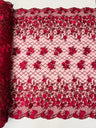 Lia 3D Floral Design Lace Fabric - Beaded Mesh, Double Scallop, 54" Width (1 Yard)