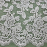 1 Yard Ivory Beaded and Corded Bridal Lace Fabric Embroidered on Polyester Net Mesh 51 Inch Width