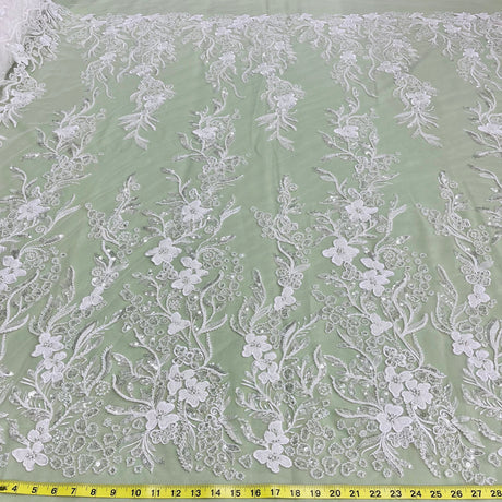 Beaded Embroidered Lace Fabric