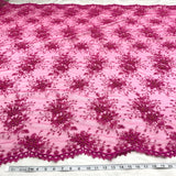 Beaded Lace Fabric on Polyester Net Mesh