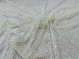 All Over Beaded Lace Polyester Fabric - Beaded, Sequins, Pearls, Mesh Lace, 54" Width (1 Yard)