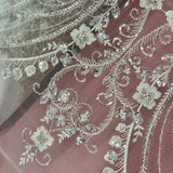 Beaded Lace Fabric on Polyester Net Mesh