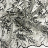 1 Yard Beaded Rhinestone 3D Floral Lace Fabric Embroidered 100 Percent Polyester Net Mesh 50 inch Width