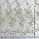 Beaded Lace Fabric on Polyester Net Mesh