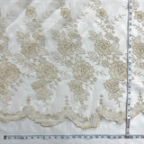 Beaded Lace Fabric on Polyester Net Mesh