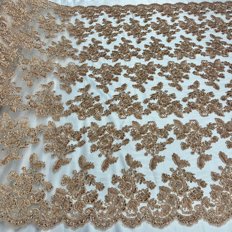 Beaded Corded Bridal Lace Fabric 51" Wide